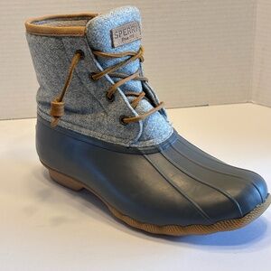 Sperry Women's Dark Gray SZ 9 Matte Rubber Duck Shell Wool Shaft Side Zip Boots